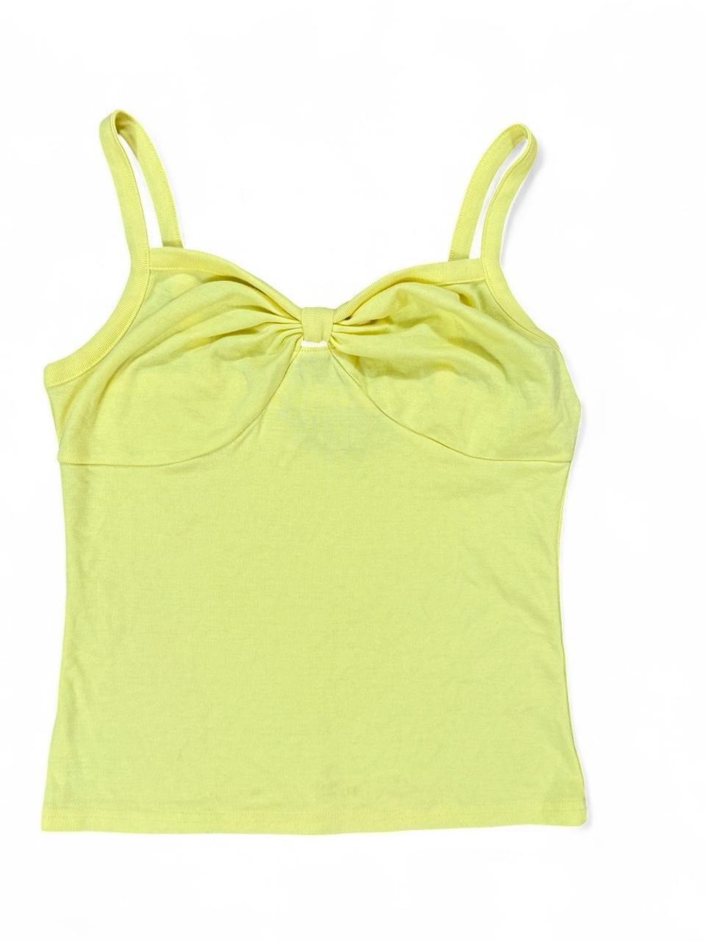 Y2K Yellow Babydoll Tank Top Bow Detail Women’s Size M Coquette Cami